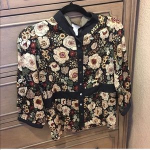NWT Anthropologie Odille Brown Floral Blouse 8